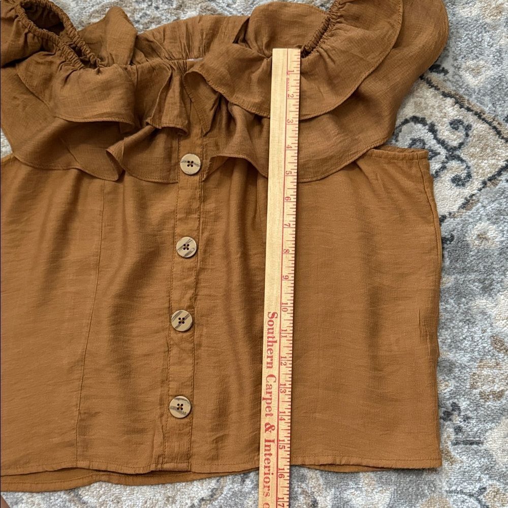Cato Off-Shoulder Ruffled Blouse in Beautiful Rust Color - Picture 9 of 10
